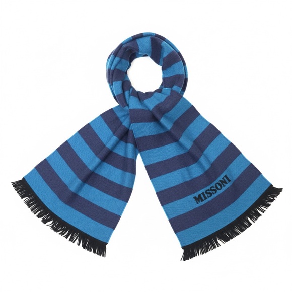 Missoni Men\'s Scarf with Blue and Black Stripes